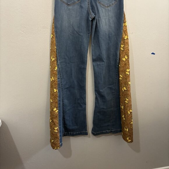 Ban Jara Bellbottom Flared High Rise Jeans Butterfly Pattern Size 1/24 Hippie - Picture 6 of 11